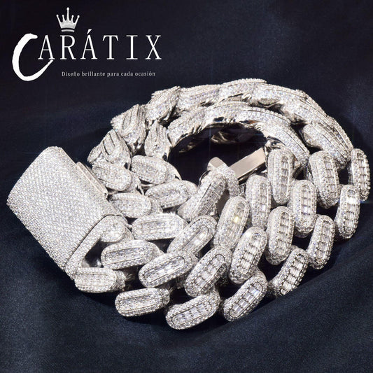 CARÁTIX 28mm T-Square Cuban Chain | Iced Out Heavy Hip Hop Necklace for Men & Women