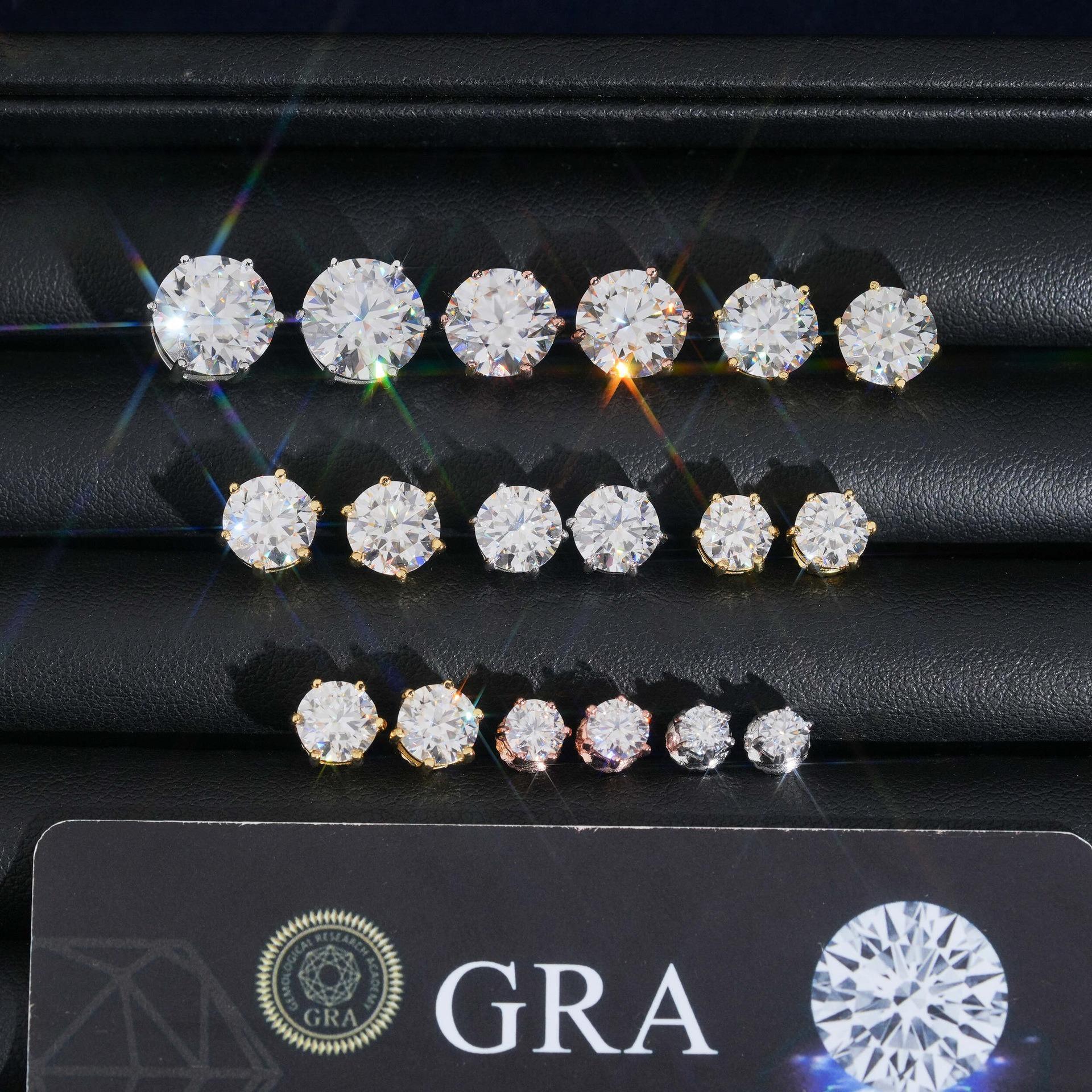 Classic 925 Silver Six Prong Round Moissanite Stud Earrings - CaratixJewelry