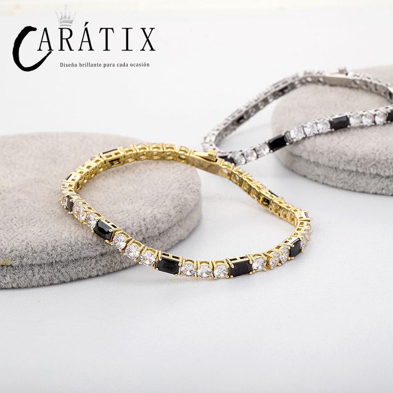 CARÁTIX Black Zircon Tennis Bracelet | 5A+ CZ Iced Out Hip Hop Chain for Men (7"-22")