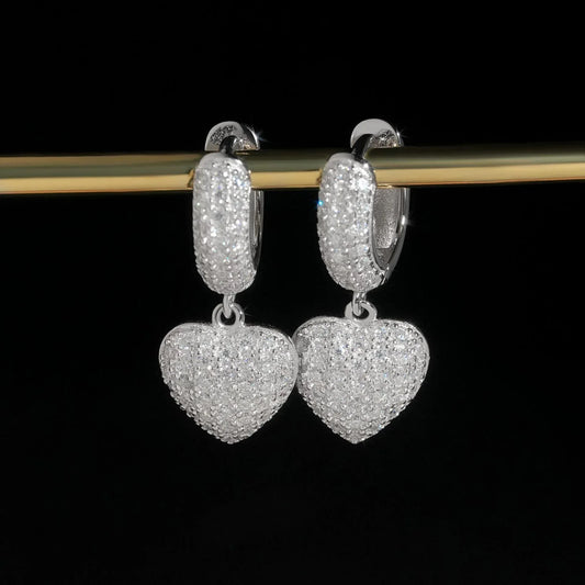 S925 Silver VVS Style Moissanite Heart Look Earrings - CaratixJewelry