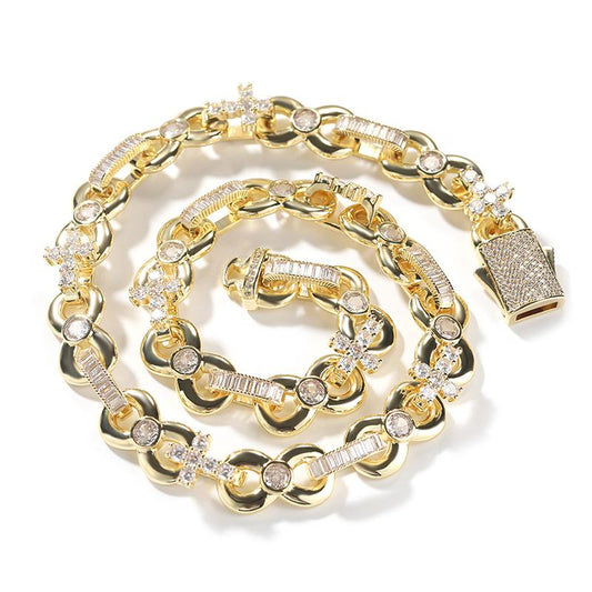 CARÁTIX Infinity Cross 8-Shape Link Chain Choker Necklace – Iced Out CZ Hip Hop Jewelry for Men & Women