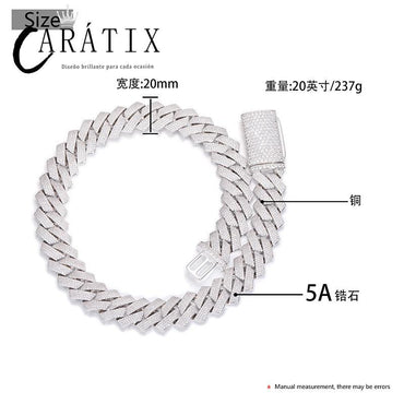CARÁTIX 20mm 4-Row Rhombus Cuban Chain | CZ Iced Out Miami Link Hip Hop Necklace for Men