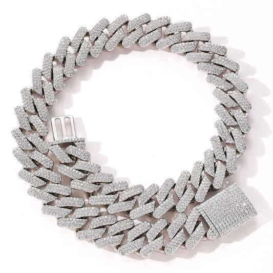 CARÁTIX 20mm Rhombus Cuban Chain Set | 3A+ CZ Iced Out Hip Hop Necklace & Bracelet for Men - CaratixJewelry