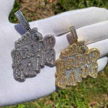 Bread Gang Iced Out Letter Pendant Necklace – Custom Hip Hop Jewelry for Men - CaratixJewelry