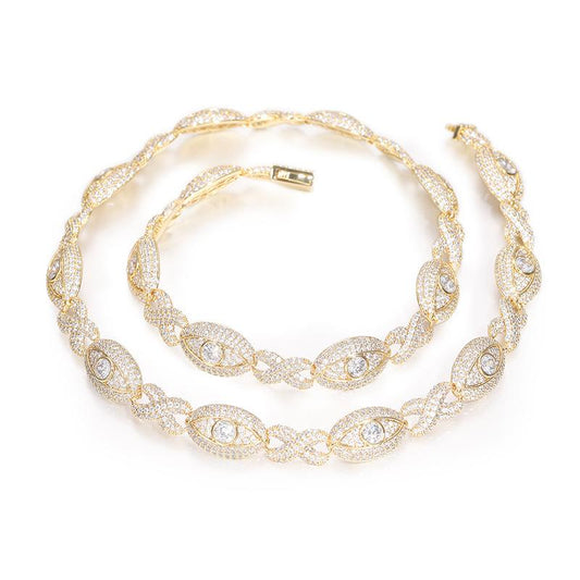 CARÁTIX 5A+ CZ Iced Out Eyes Cuban Link Chain Necklace – Infinity Hip Hop Bling Jewelry for Men & Women | Unisex Rapper Gift