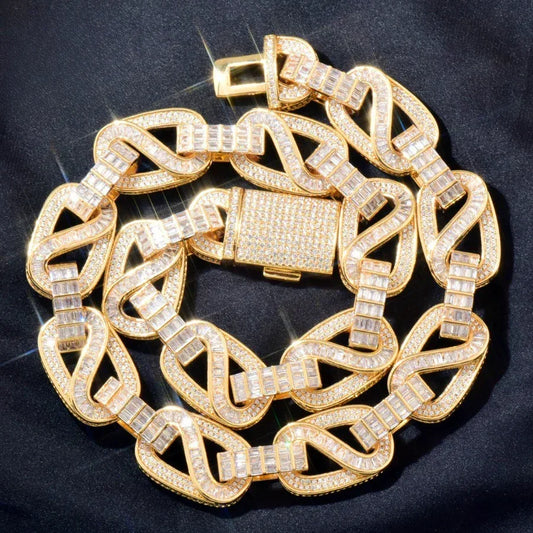 18mm Iced Out T-Shape Mixed Zircon Cuban Chain Necklace - CaratixJewelry