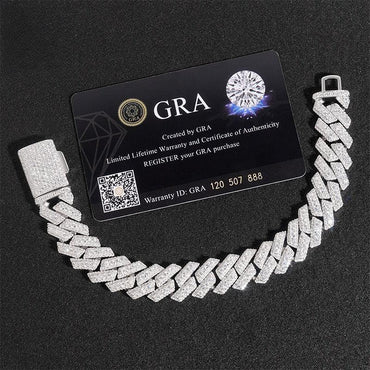 15mm Moissanite Cuban Link Chain | Gold-Plated 925 Silver Necklace - CaratixJewelry