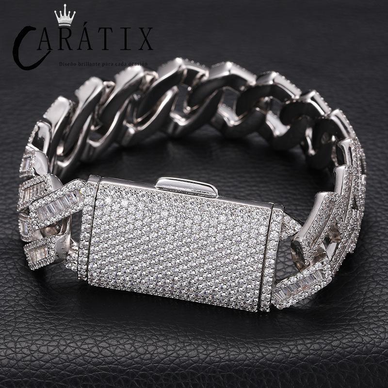 CARÁTIX – 20mm Rhombus Cuban Miami Link Chain Necklace | Iced Out CZ Bling Hip Hop Jewelry for Men & Women, Rapper Street Style - CaratixJewelry