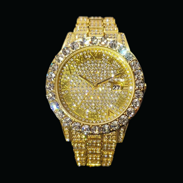 Bling Tennis Body Roman Numerals Iced Out Diamond Watch – Luxury Hip Hop Timepiece