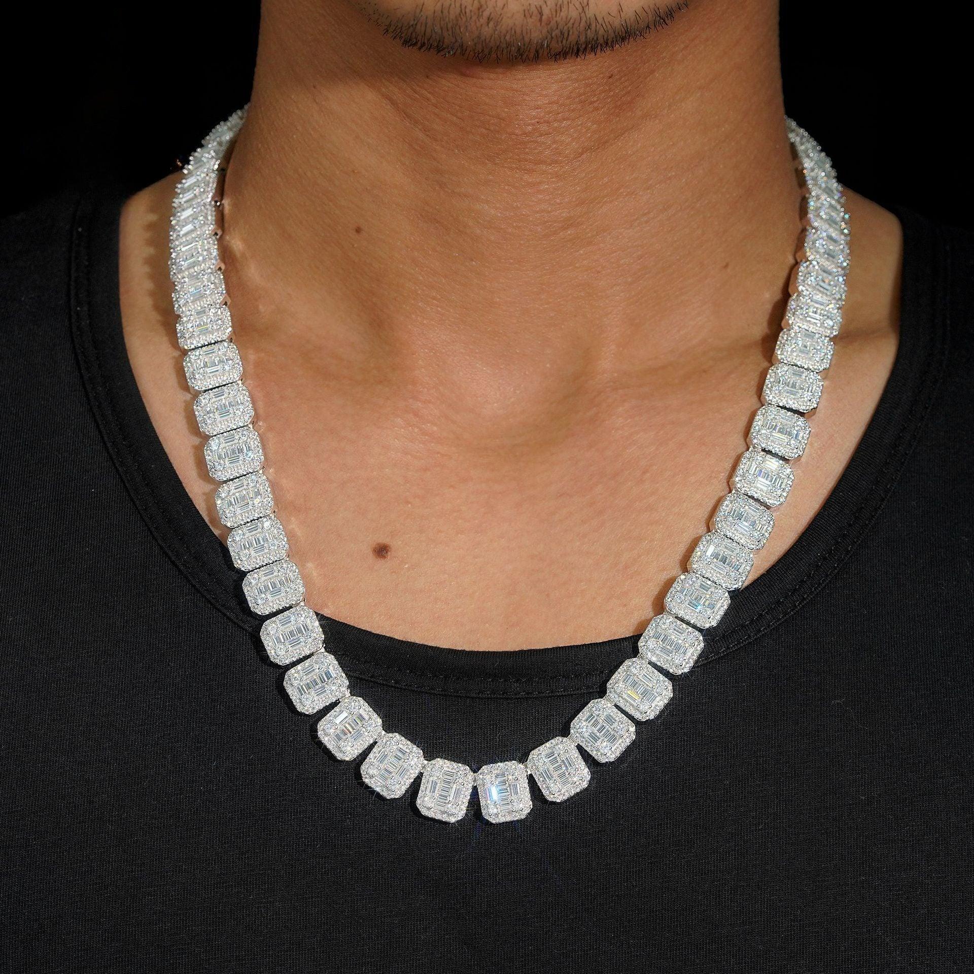 13mm D-Color Moissanite Cuban Link | S925 Silver Men’s Necklace - CaratixJewelry