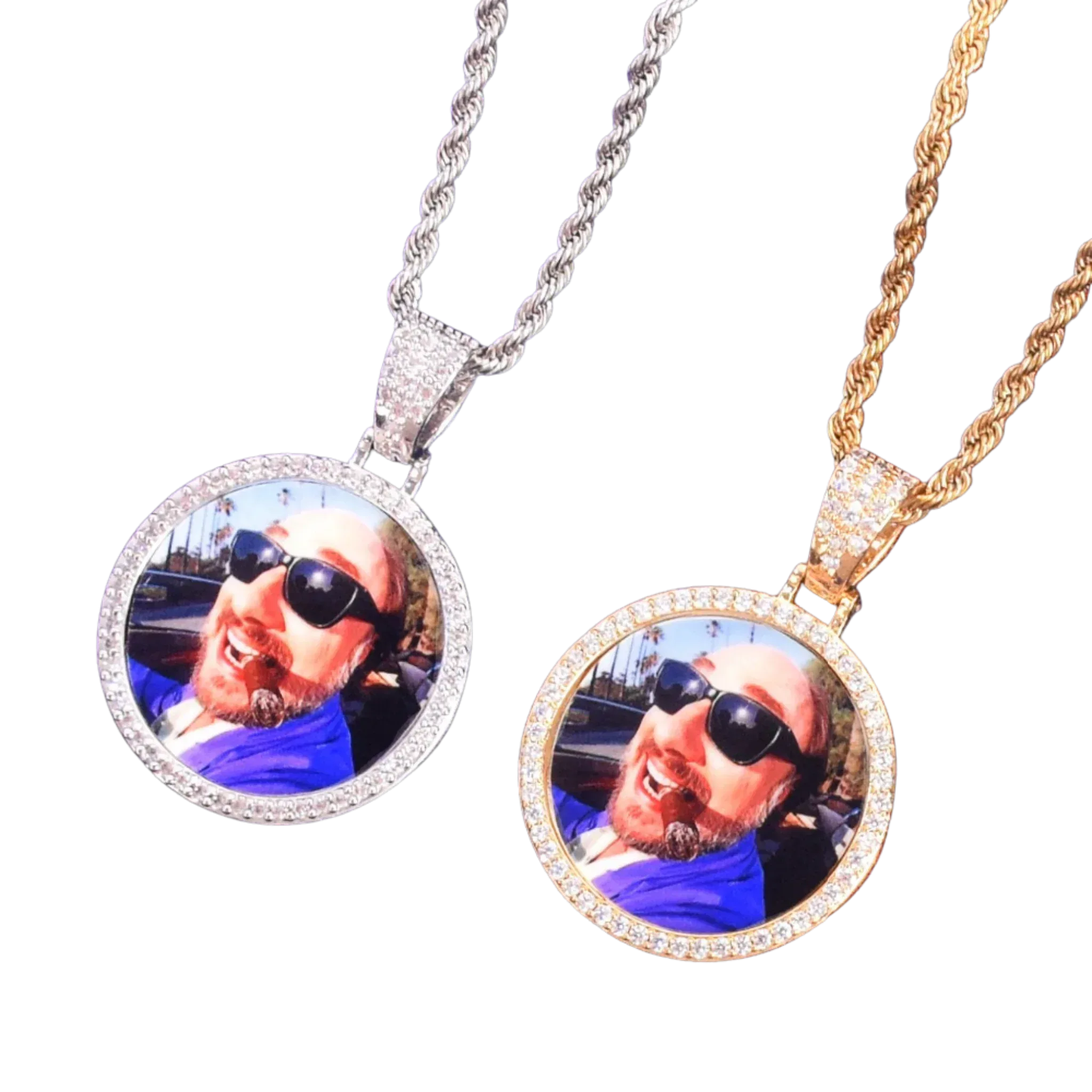 Round Tennis Custom Photo Picture Pendant Necklace - Personalized Jewelry - CaratixJewelry
