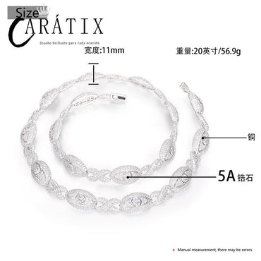 CARÁTIX 5A+ CZ Iced Out Eyes Cuban Link Chain Necklace – Infinity Hip Hop Bling Jewelry for Men & Women | Unisex Rapper Gift