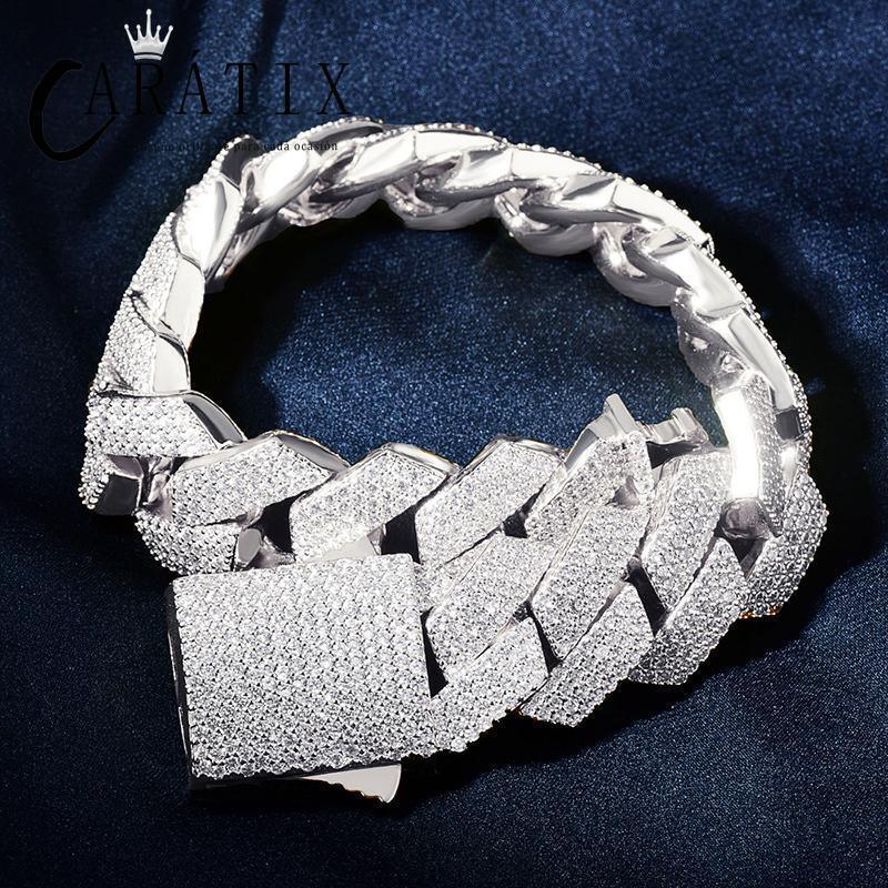 CARÁTIX Hip Hop 20mm 4-Row Rhombus Cuban Link Chain Necklace – Iced Out CZ Jewelry for Men & Women - CaratixJewelry