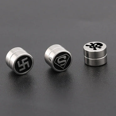 Mens Hip Hop Enamel Magnetic Earrings - Patterned Studs