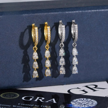 2025 Creative S925 Silver Moissanite Water Drop Look Earrings - CaratixJewelry