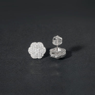 Creative Flower Shape 925 Silver Moissanite Hip Hop Stud Earrings - CaratixJewelry