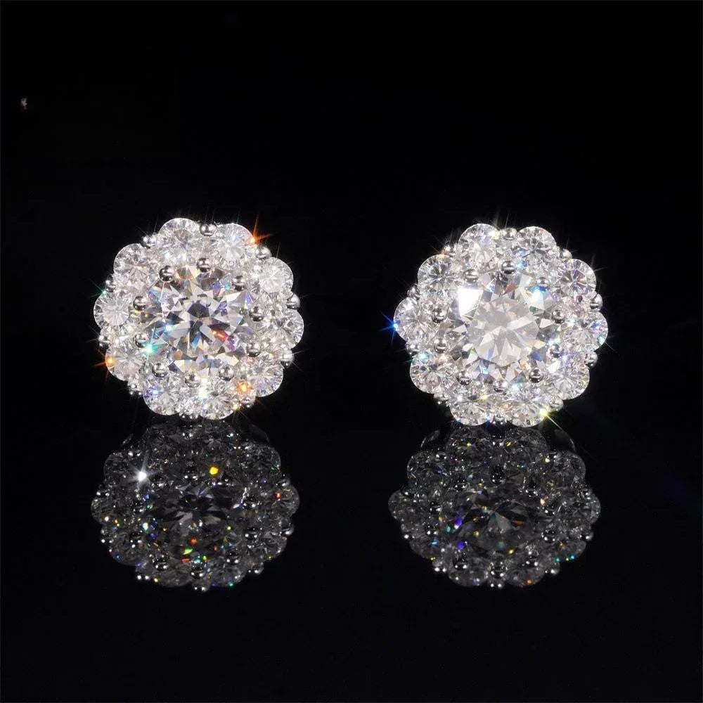 S925 Silver Cross Design Moissanite Hip Hop Hoop Earrings - CaratixJewelry