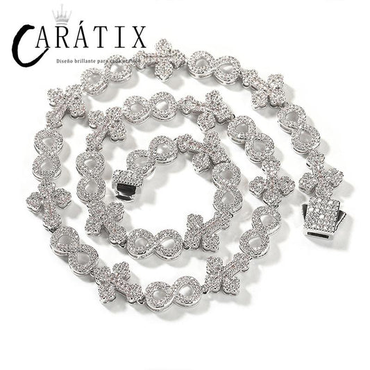 CARÁTIX – Infinity Cross Cuban Link Chain Necklace | 5A+ CZ Bling Iced Hip Hop Jewelry for Men