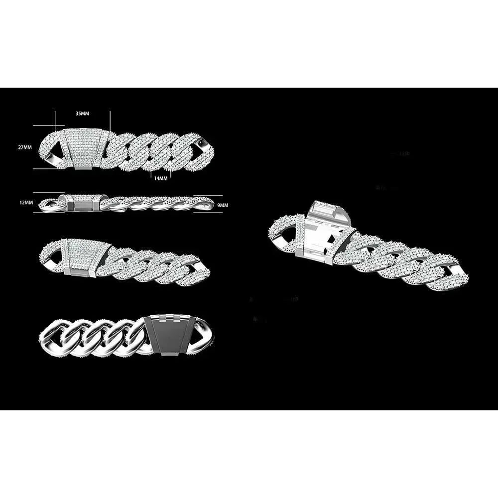 CARÁTIX – 24mm 4-Row Rectangle CZ Cuban Link Chain - CaratixJewelry