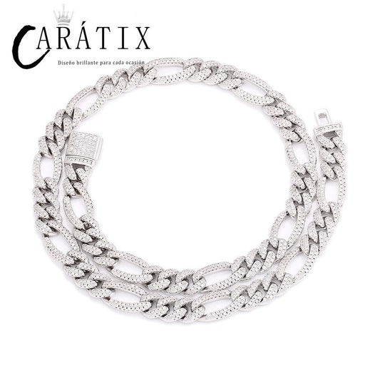 CARÁTIX 3:1 Figaro Link Chain | 3A+ CZ Iced Out Hip Hop Choker Necklace for Men & Women