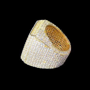 Fully Iced Out Prong Setting Cushion Iced Out Ring – Luxury Hip Hop Jewelry for Men & Women - CaratixJewelry