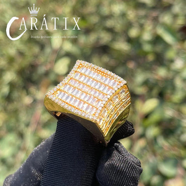 CARÁTIX Ladder Square Ring | Real Electroplated High Quality Hip Hop Jewelry for Men - CaratixJewelry