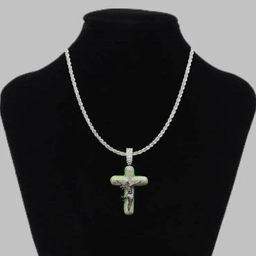 Cross Jesus Luminous Glow In The Dark Iced Out Pendant Necklace - CaratixJewelry