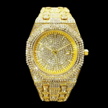 Luxury Bust Down Date VVS Iced Out Watch – Hip Hop Style Timepiece - CaratixJewelry