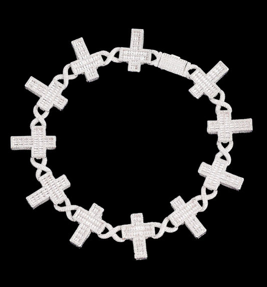 14MM Cross Infinity Link Iced Out Necklace Chain - CaratixJewelry