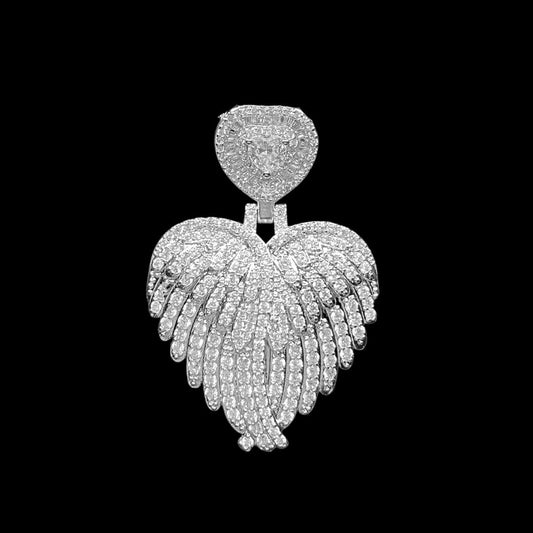 Angel Wings Heart Tennis Iced Out Diamond Pendant Necklace – Custom Hip Hop Jewelry for Women