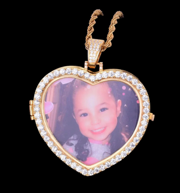 Openable Heart Tennis Custom Photo Pendant Necklace – Iced Out Hip Hop Jewelry - CaratixJewelry