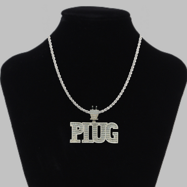PLUG Special Bail Iced Out Letter Diamond Pendant Necklace – Custom Hip Hop Jewelry for Men
