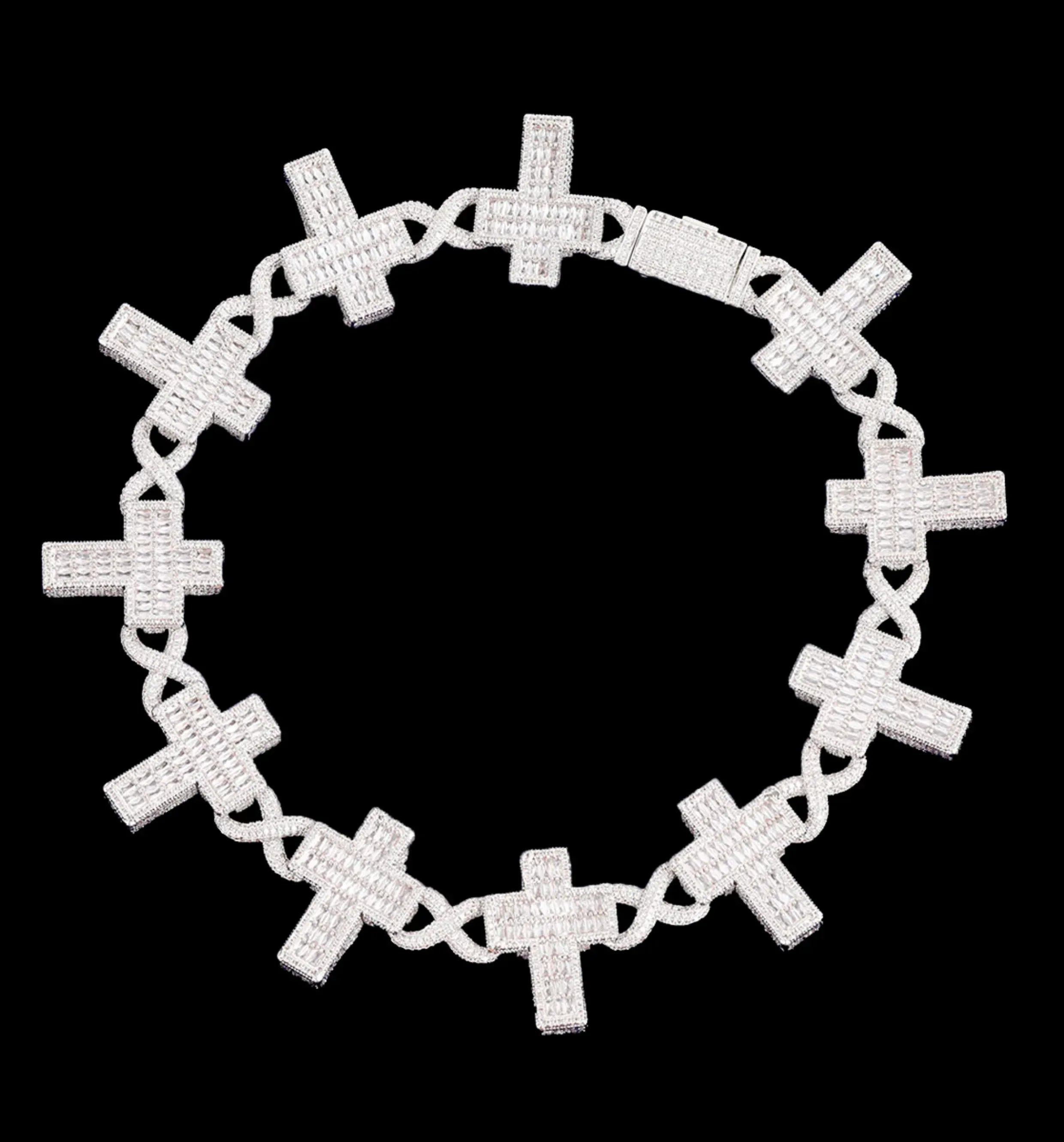 14MM Cross Infinity Link Iced Out Necklace Chain - CaratixJewelry