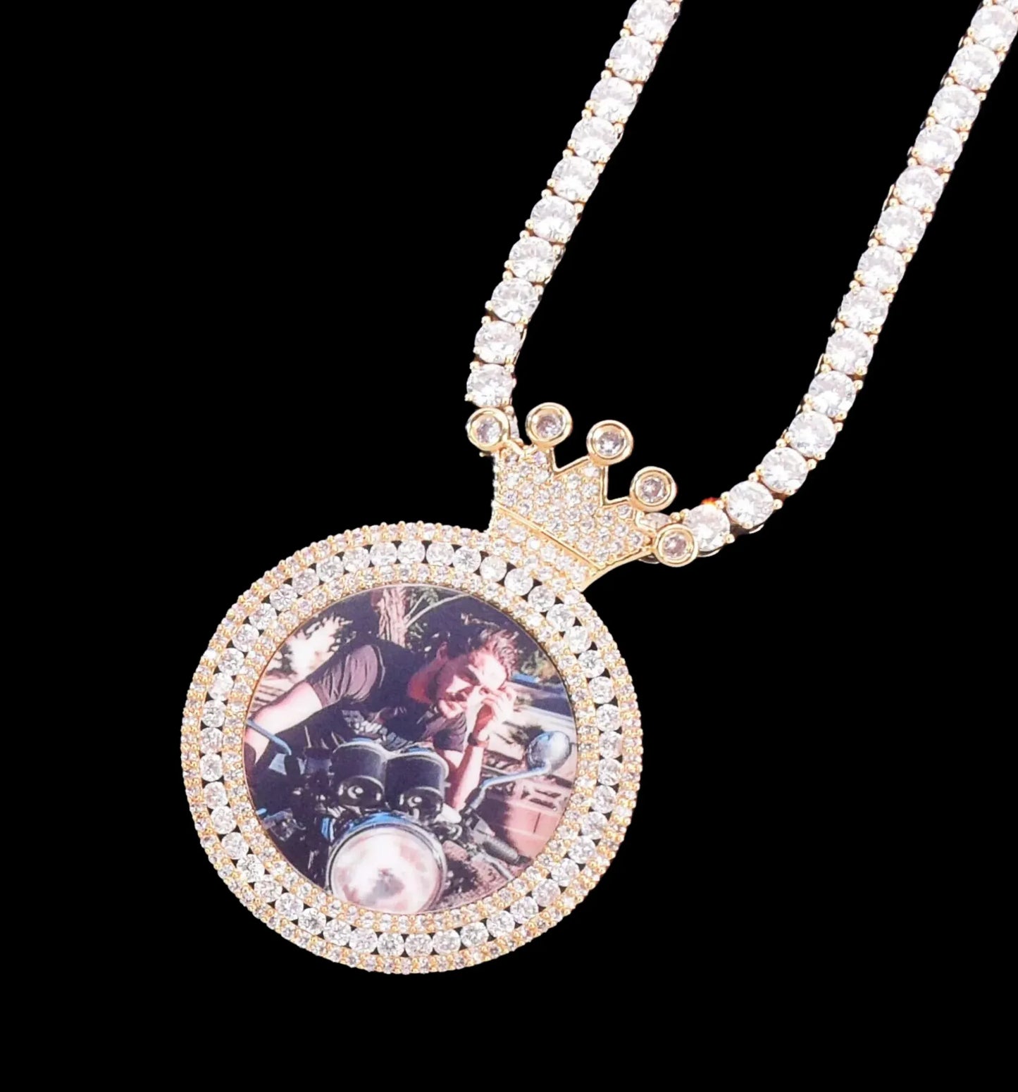 King Tennis Custom Photo Pendant Necklace – Iced Out Hip Hop Picture Jewelry for Men and Women - CaratixJewelry