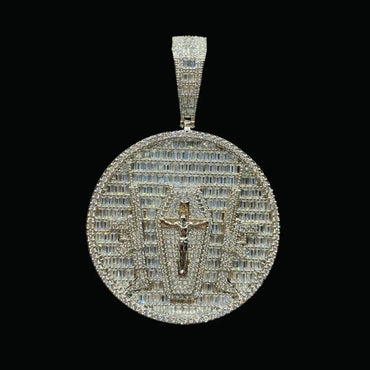 Cross and Guns Badge Iced Out Letter Pendant Necklace – Custom Hip Hop Jewelry for Men - CaratixJewelry