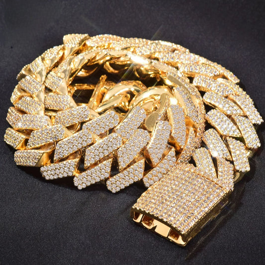 18mm Cuban Chain Necklace with Zircon - CaratixJewelry