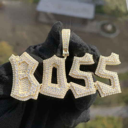 18K Gold Iced Out Letter Pendant | DIY CZ Hip Hop Men’s Custom Jewelry - CaratixJewelry