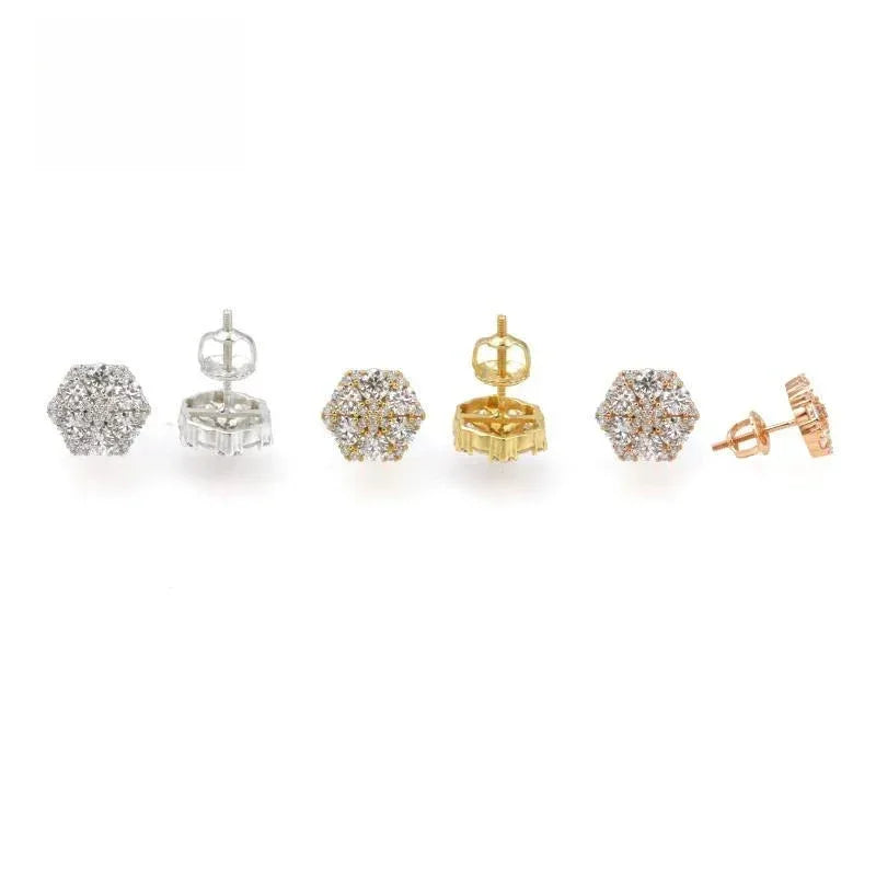 S925 Silver Moissanite Inspired Floral Stud Earrings - CaratixJewelry