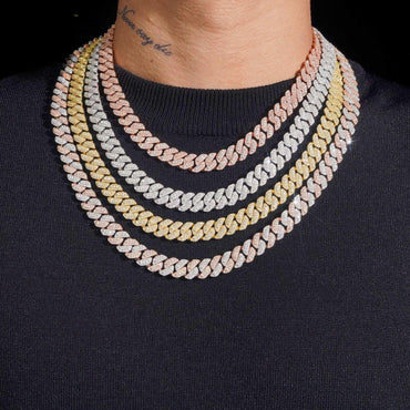10mm Moissanite Crescent Cuban Link Necklace | S925 Silver Men’s Hip Hop Chain - CaratixJewelry