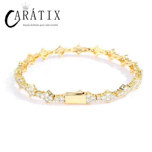 CARÁTIX - 6.5mm wide Hip Hop 3A+ CZ Stone Bling Iced Out Crosses Tennis Link Chain Chokers Necklaces for Men Women Unisex Rapper Jewelry Valentine's Day Gift for Men & Girls & Boys Mothers' Day Gift #Springtok