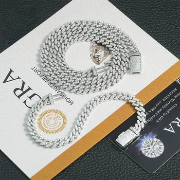 6mm Iced-Out Moissanite Cuban Link Chain – S925 Sterling Silver -Cut Hip Hop Streetwear Necklace - CaratixJewelry
