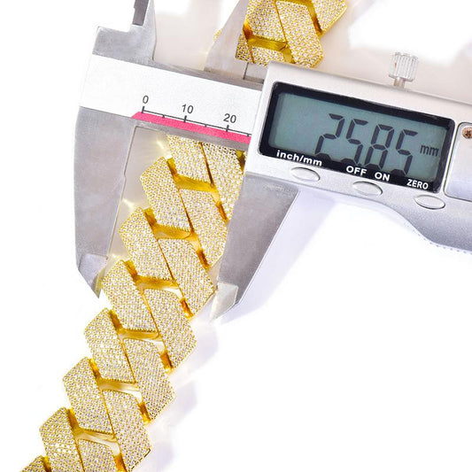 CARÁTIX 25mm/30mm Rhombus Cuban Link Chain Necklace – 5A+ CZ Iced Out Heavy Hip Hop Bling Jewelry for Men | Solid Rapper Gift