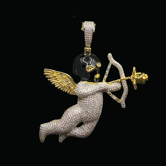 Goddess Of Love with Arrow Iced Out Pendant Necklace – Custom Hip Hop Jewelry for Women - CaratixJewelry