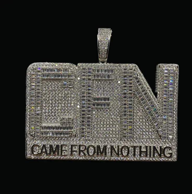 CFN Came From Nothing Iced Out Letter Pendant Necklace – Custom Hip Hop Jewelry for Men - CaratixJewelry