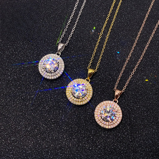 2 Carat D-Color Moissanite Necklace | S925 Sterling Silver Solitaire Pendant | Caratix