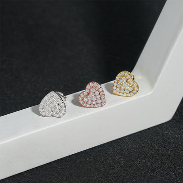 925 Silver Heart Full Set VVS Moissanite Look Earrings - CaratixJewelry