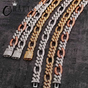CARÁTIX 3:1 Figaro Link Chain | 3A+ CZ Iced Out Hip Hop Choker Necklace for Men & Women
