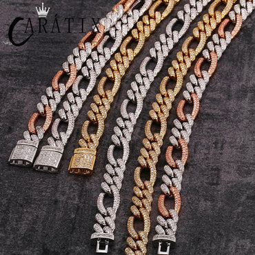 CARÁTIX 3:1 Figaro Link Chain | 3A+ CZ Iced Out Hip Hop Choker Necklace for Men & Women - CaratixJewelry