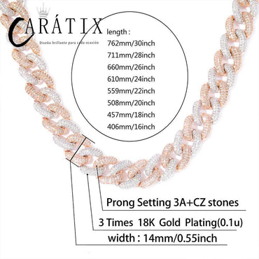 CARÁTIX Rose Gold Iced Out Cuban Chain | AAA CZ Miami Link Hip Hop Necklace for Men