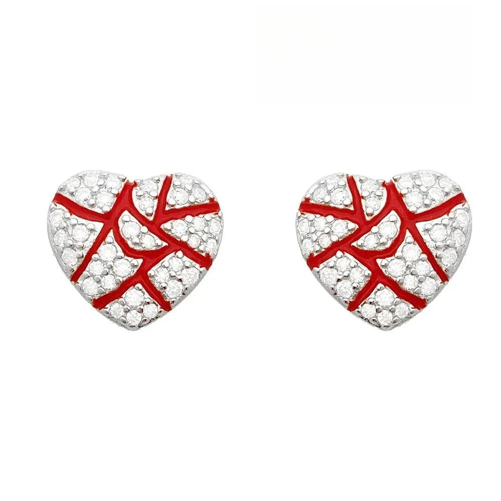 925 Silver Heart Design VVS Moissanite Inspired Stud Earrings - CaratixJewelry